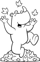Cartoon Rhino Autumn