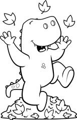 Cartoon T Rex Autumn