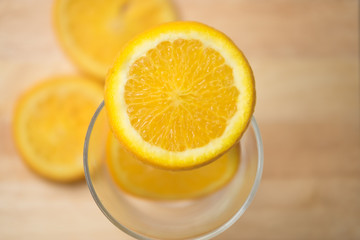 Juicy orange cut in half