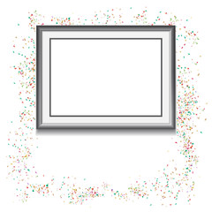 Frame on white background with colorfull confetti and empty spac