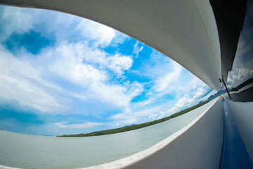 Fototapeta na wymiar View from ferry boat sea and sky