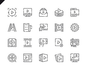 Simple Set Video Content Line Icons for Website and Mobile Apps.