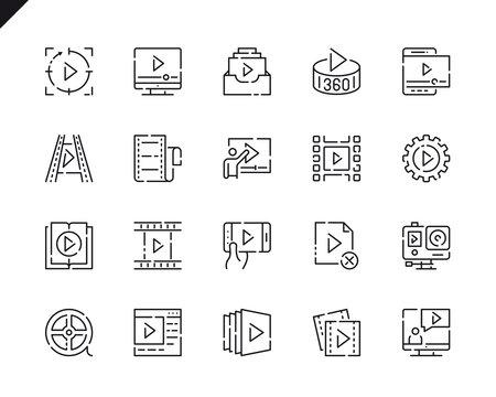 Simple Set Video Content Line Icons for Website and Mobile Apps.