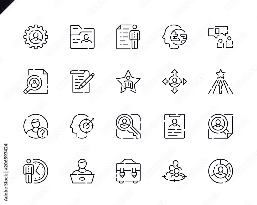 Aufkleber simple set head hunting line icons for website and mobile apps.