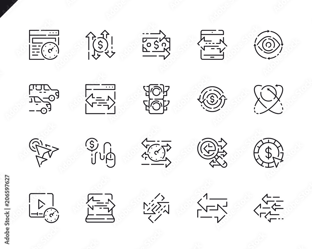 Poster simple set traffic line icons for website and mobile apps.