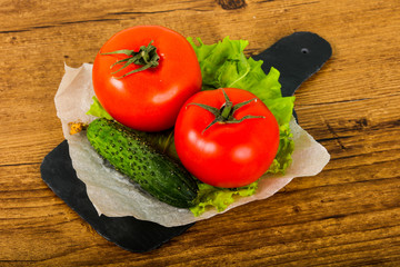 Cucumbers and tomatoes