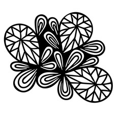 Black line abstract crystal gems isolated on the white background