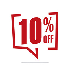 10 percent off sale white red isolated sticker icon