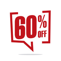 60 percent off sale white red isolated sticker icon