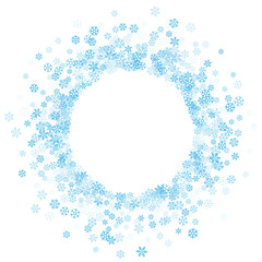 Frame or border of random scatter snowflakes