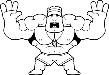 Cartoon Lifeguard Scared