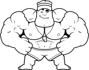 Cartoon Lifeguard Confident