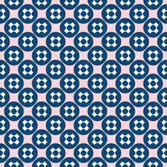 Vector seamless pattern. Funky geometric texture. Pink, white, navy colors