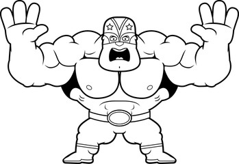 Cartoon Luchador Scared