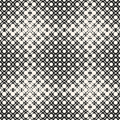 Fototapeta premium Halftone seamless pattern with circles, crossing shapes, mesh, grid, lattice