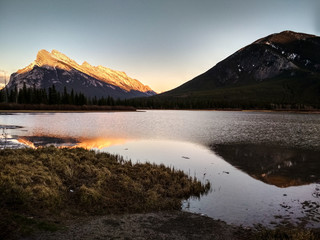 Vermillion Lakes in Banff National Park at sunset, Alberta, Canada