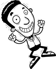 Obraz premium Cartoon Black Groom Jumping