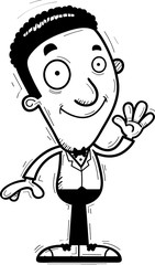 Cartoon Black Groom Waving