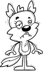 Sad Cartoon Female Wolf