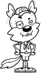 Confident Cartoon Female Wolf Scout