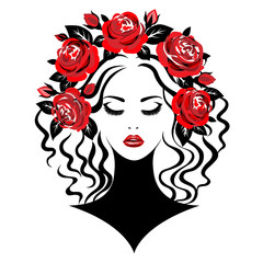 Woman with roses. Vector illustration