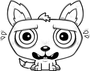 Terrified Little Cartoon Wolf