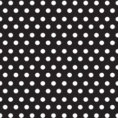 White dots polka on black background seamless pattern