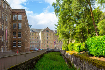 Fototapeta na wymiar View of New Lanark Heritage Site, Lanarkshire in Scotland, United Kingdom
