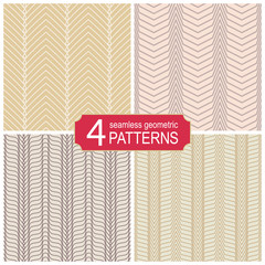 Set of seamless abstract zigzag lines vector patterns. Vintage fashion style