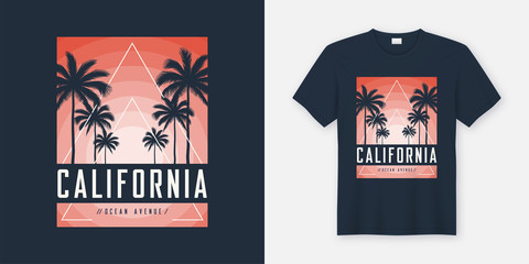 California Ocean Avenue t-shirt and apparel design, typography, 