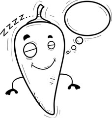 Cartoon Chili Pepper Dreaming