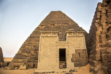 ancient Meroe pyramids in a desert in remote Sudan