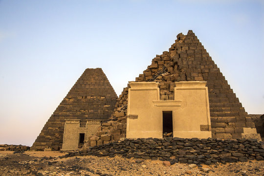 ancient Meroe pyramids in a desert in remote Sudan