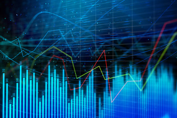 Glowing blue forex backdrop