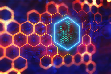 Digital red hexagon backdrop