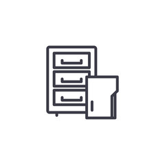 Filing cabinet linear icon concept. Filing cabinet line vector sign, symbol, illustration.