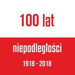  100 years of independence of Poland Red white flag with inscription