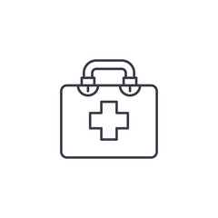 First aid kit linear icon concept. First aid kit line vector sign, symbol, illustration.