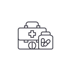 First aid kit symbol linear icon concept. First aid kit symbol line vector sign, symbol, illustration.