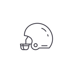 Football helmet linear icon concept. Football helmet line vector sign, symbol, illustration.