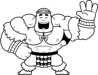 Cartoon Zulu Warrior Waving