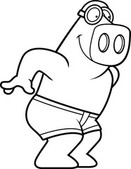 Cartoon Pig Diving