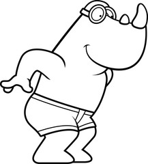 Cartoon Rhino Diving