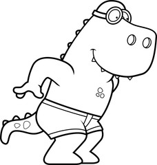 Cartoon T Rex Diving