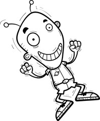 Cartoon Alien Man Jumping