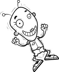 Cartoon Alien Woman Jumping