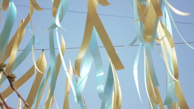 Decorative ribbons on a wire