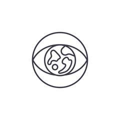 Global vision linear icon concept. Global vision line vector sign, symbol, illustration.