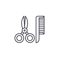 Hairdressing tools linear icon concept. Hairdressing tools line vector sign, symbol, illustration.