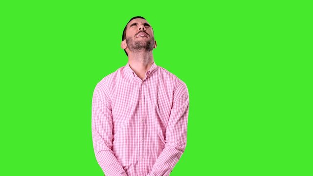 Concerned young man with a gesture of anxiety - Chroma background
